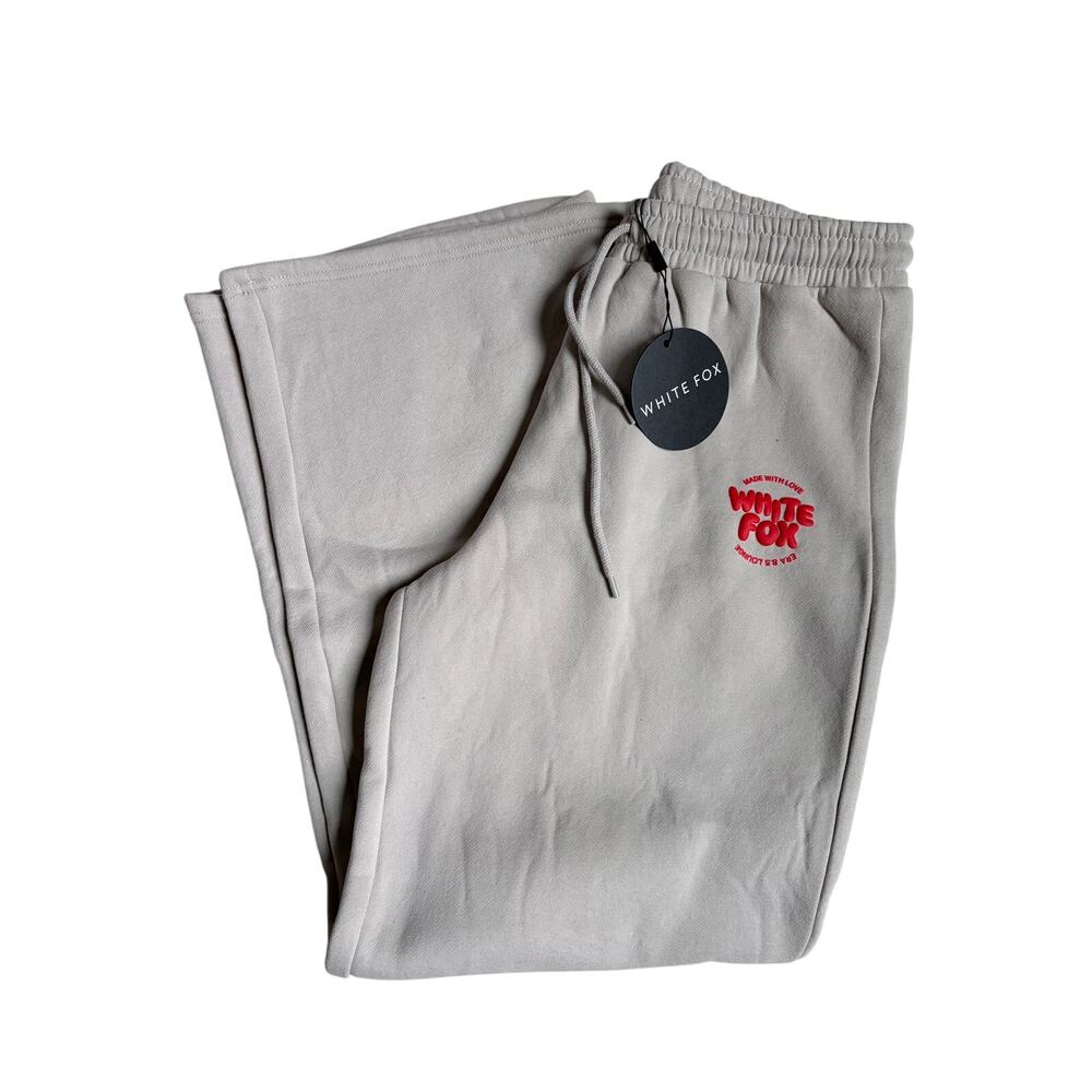 NWT - White Fox With Love For You Wide Leg Sweatpants (Moon) - Large